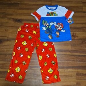 Nintendo Super Mario Kids Pajama Set - Blue, Red, and White Nwt Size 8